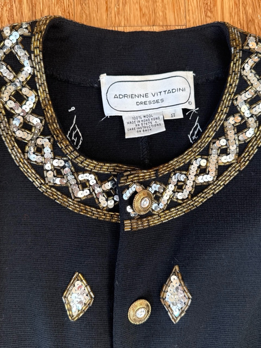 Adrienne Vittadini Black Blazer with Gold and Silver Embellishments - Picture 4 of 5